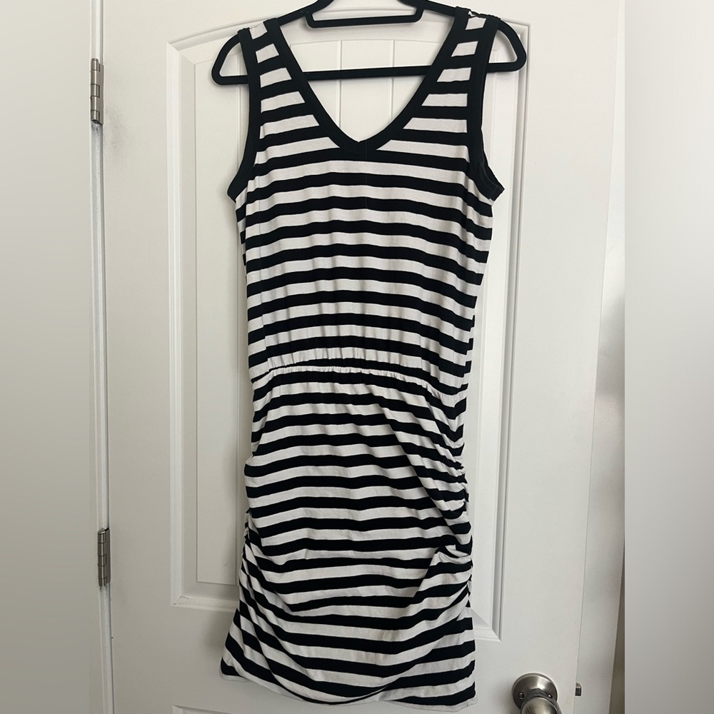Black and white striped dress